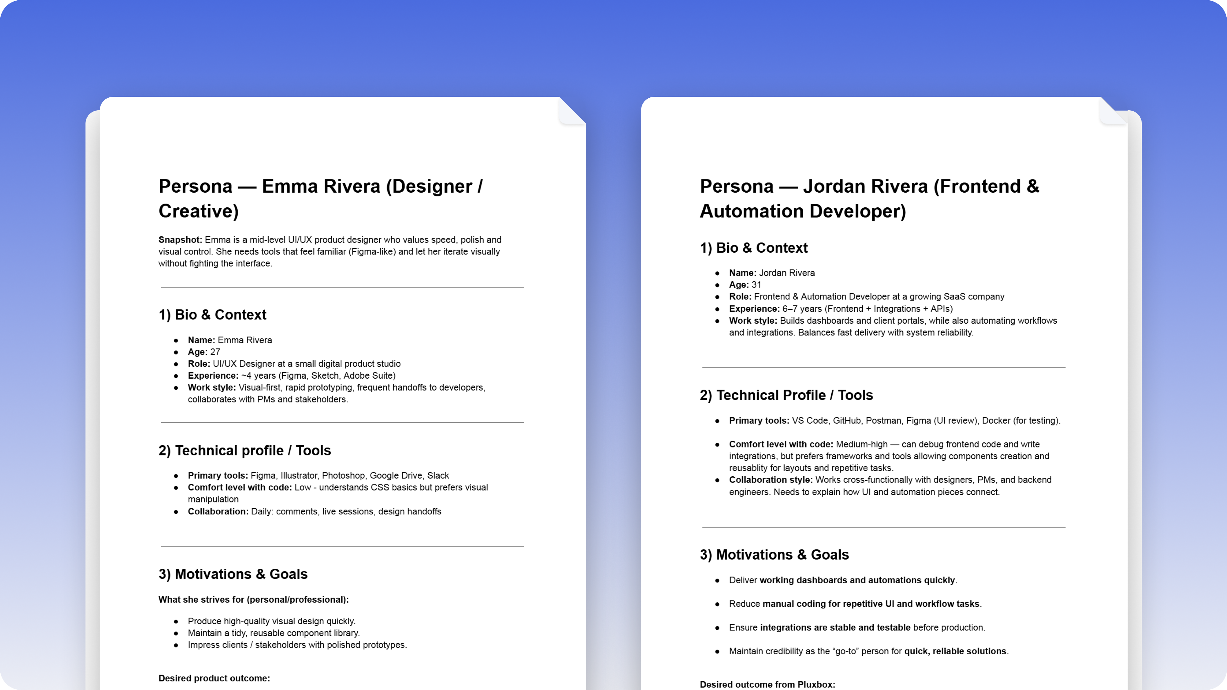 Onboarding case — two-persona flow